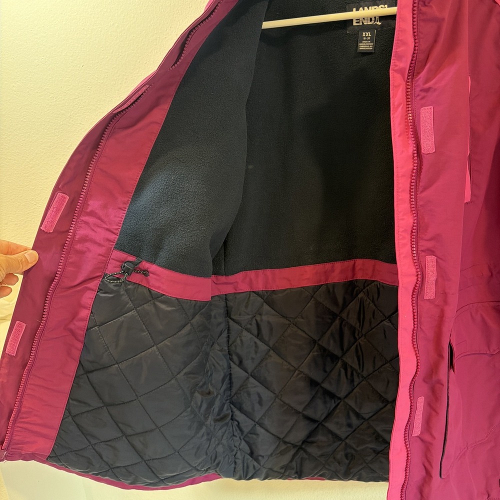 Land's End Squall Pink Waterproof Winter Jacket Parka Kids XXL (18-20) Womens L - Picture 7 of 9
